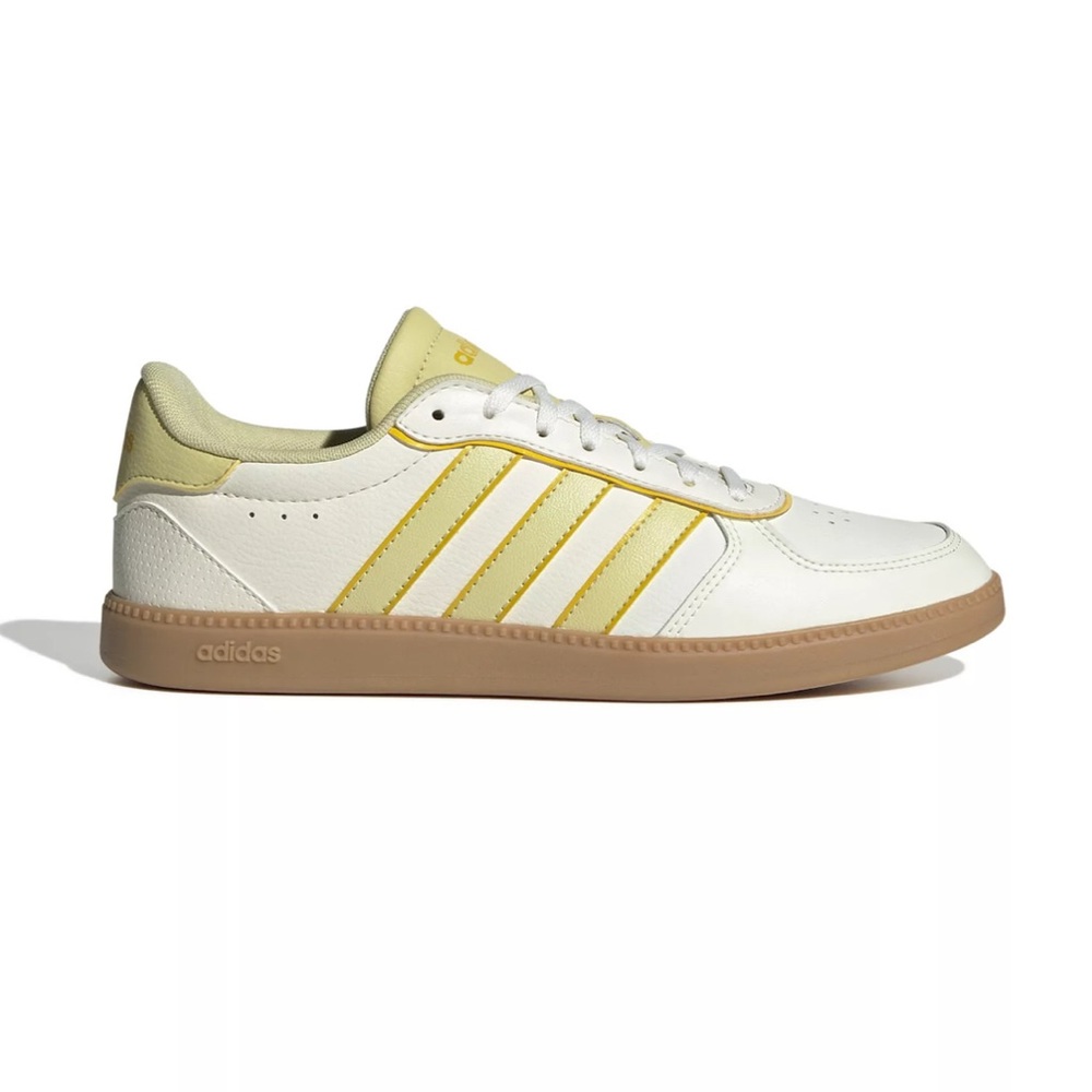 Adidas White and Yellow Green Sneakers Classic Court Style